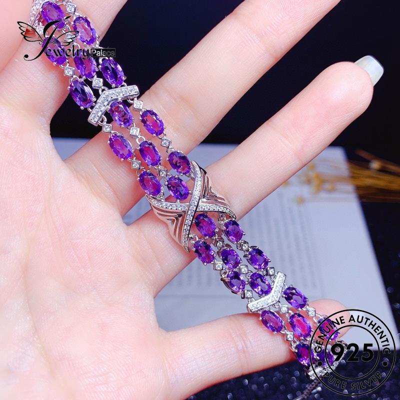 Jewelrypalace Gelang925 Asli Wanita Amethyst Olive Bentuk Perak B519