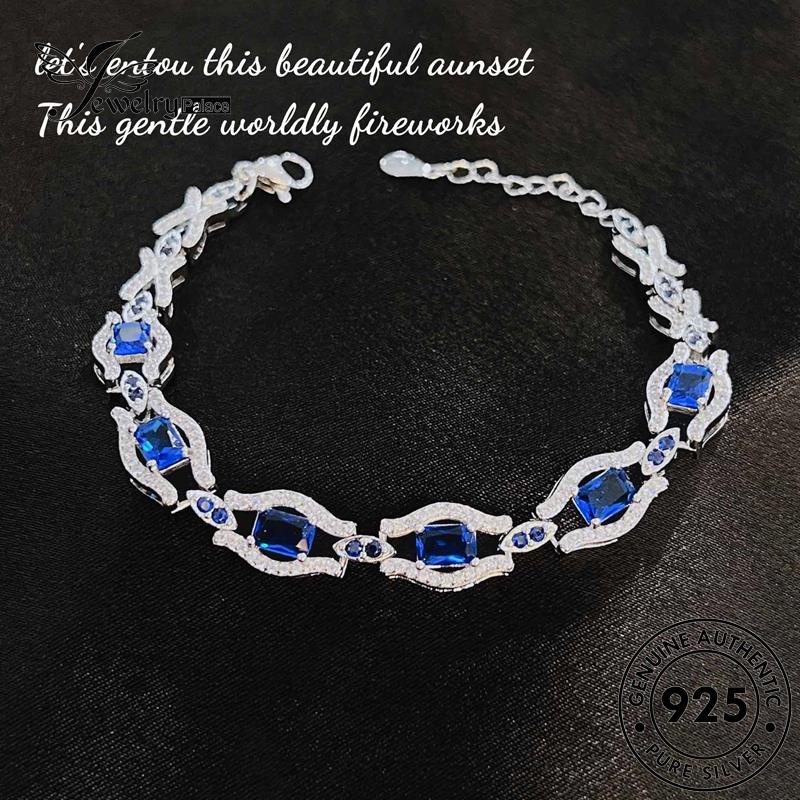Jewelrypalace Asli Wanita Perak925 Gelang Kotak Sapphire B568