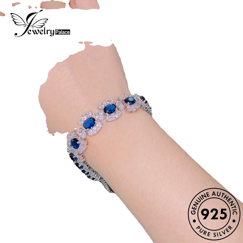 Jewelrypalace Square Asli Sapphire Wanita925 Gelang Perak B572