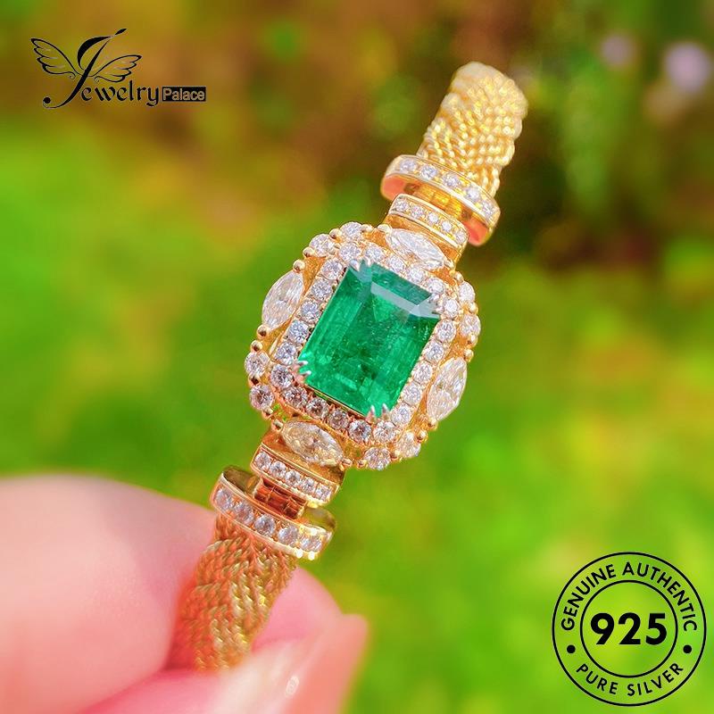 Jewelrypalace Emerald Asli Gelang Tenun925 Gold Mewah Perak Wanita B600