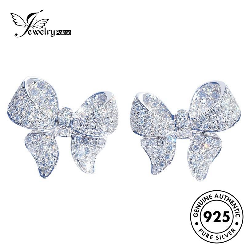 Jewelrypalace Moissanite Dasi925 Anting Wanita Berlian Asli Bow Stud Silver E147