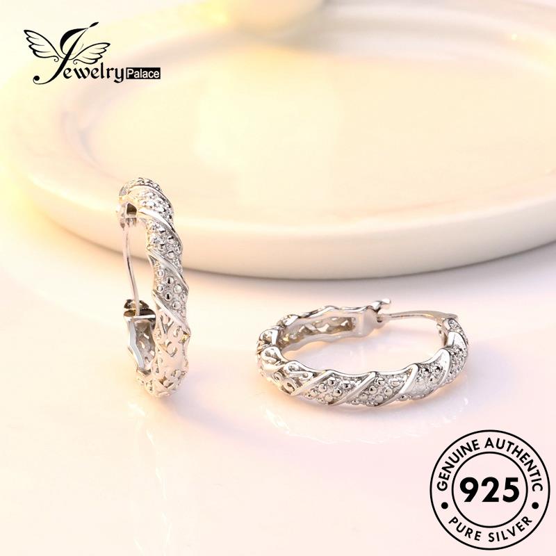 Tempat Perhiasan Wanita Hollow925 Hoop Silver Anting Emas Keluar Asli E396