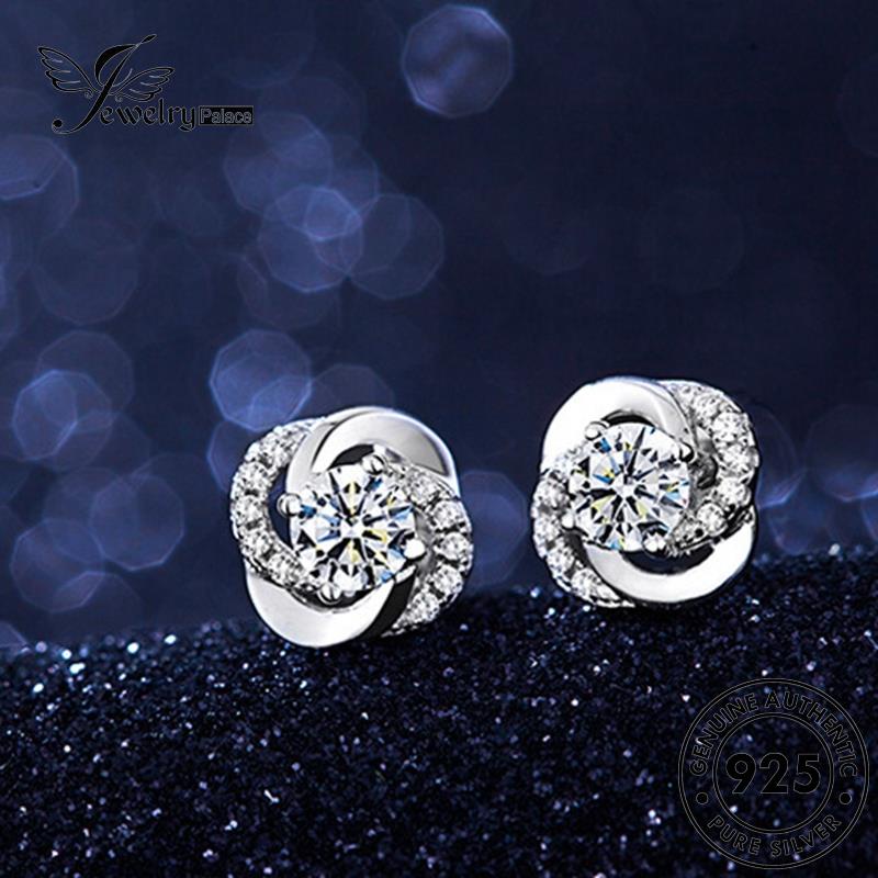 Jewelrypalace925asli Empat Berlian Anting Tusuk Daun Perak Moissanite Wanita Clover E359