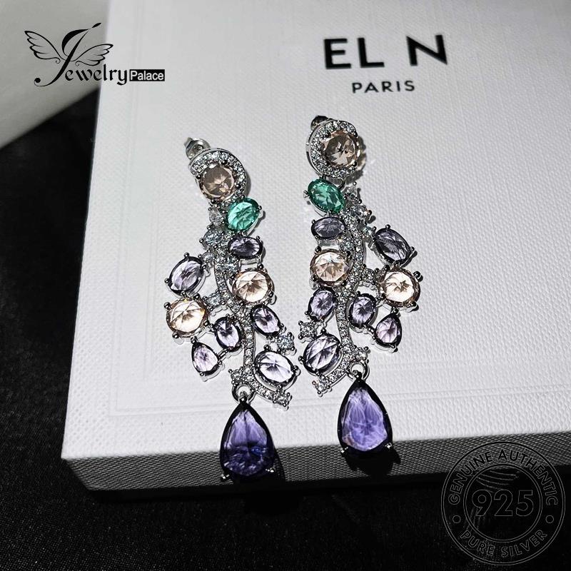 Jewelrypalace Anting Perak Stud Drop925 Wanita Emas Asli Bentuk Kecubung E854