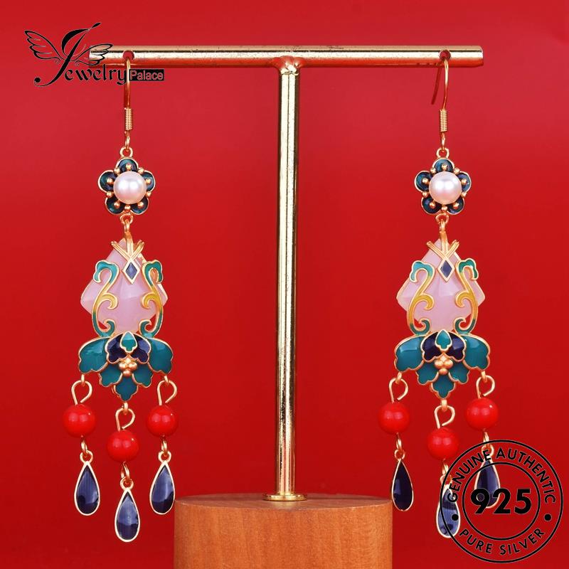 Jewelrypalace 925asli Anting Perak Giok Bulat Stud Wanita E865