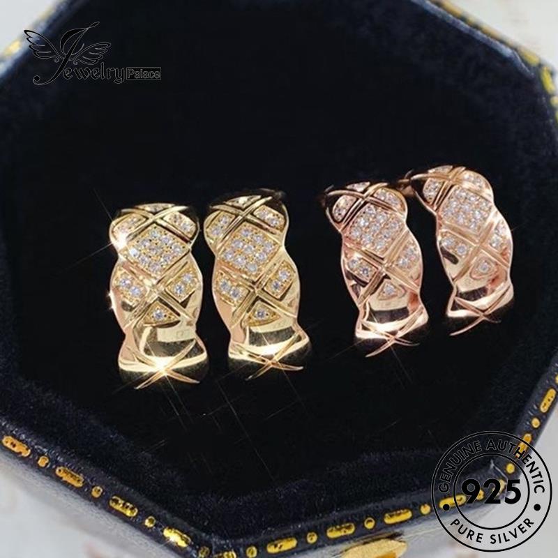 Jewelrypalace925 Lozenge Berlian Moissanite Stud Emas Asli Anting Perak Wanita E889