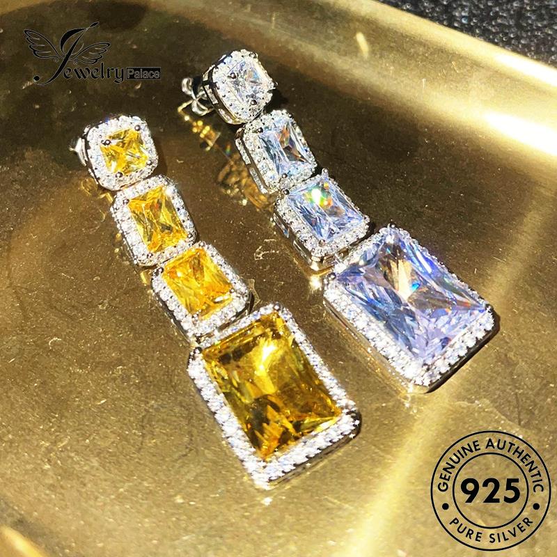 Jewelrypalace Citrine Anting Tusuk Kolom Perak Wanita Asli925 Kotak E918