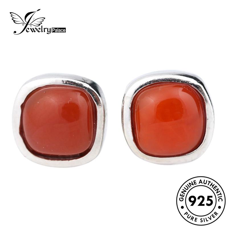 Jewelrypalace Anting Tusuk Wanita Silver Square Agate Asli925 E933