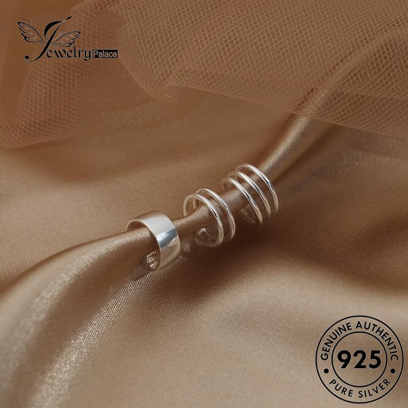 Jewelrypalace Perak Asli Hoop Wanita Anting925 Baris Double E941