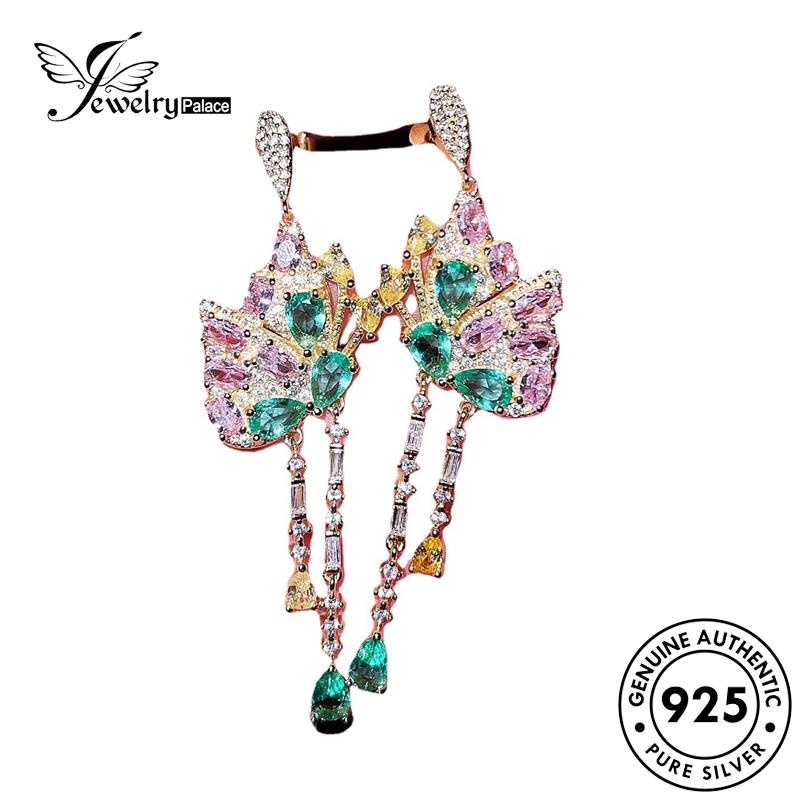 Jewelrypalace Anting Asli Wanita Tusuk Emas925 Perak Emerald Butterfly E1117