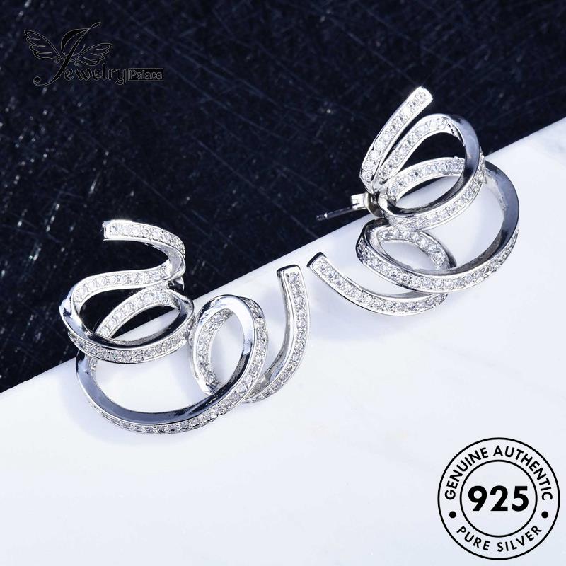 Jewelrypalace Anting Asli Berlian Wanita Twine Stud Perak925 Moissanite E1121