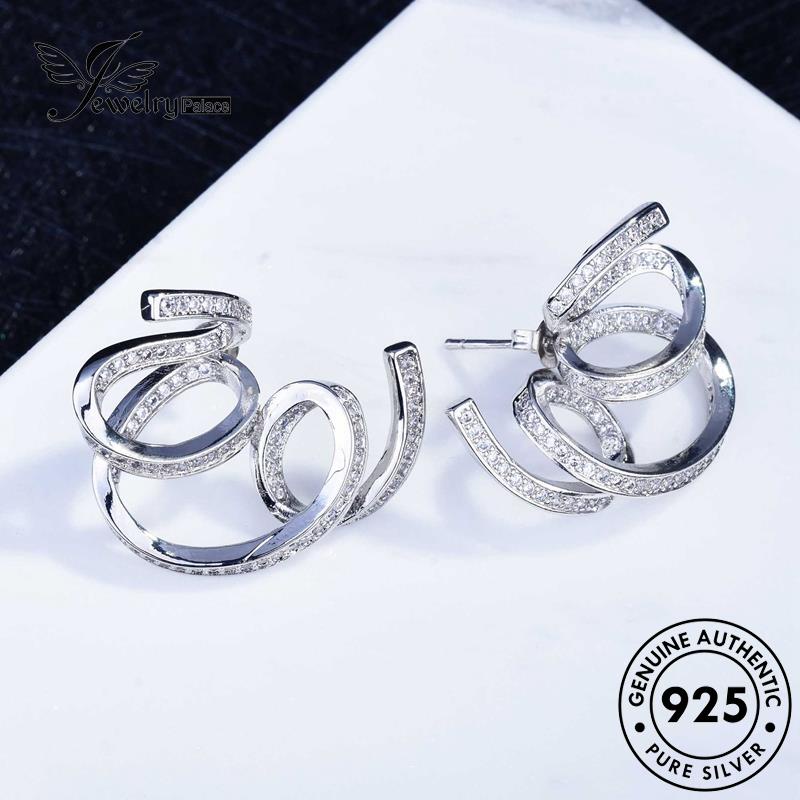 Jewelrypalace Anting Asli Berlian Wanita Twine Stud Perak925 Moissanite E1121