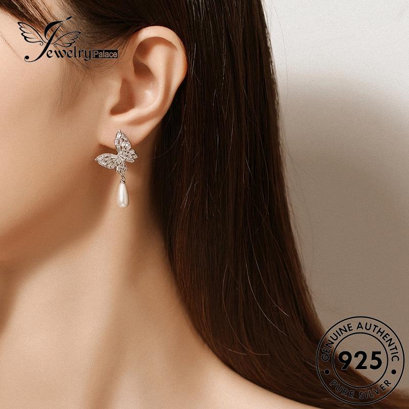 Jewelrypalace Asli Stud Moissanite Wanita Kupu-Kupu925 Berlian Anting Perak E1154