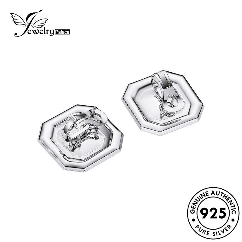 Jewelrypalace Anting Asli925 Stud Wanita Berlian Kotak Moissanite Perak E1240