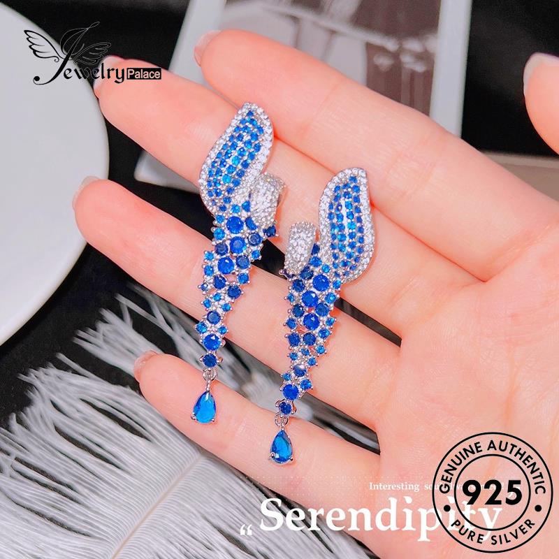 Jewelrypalace Anting Sapphire Asli Stud Silver Pear925Bentuk Wanita E1205