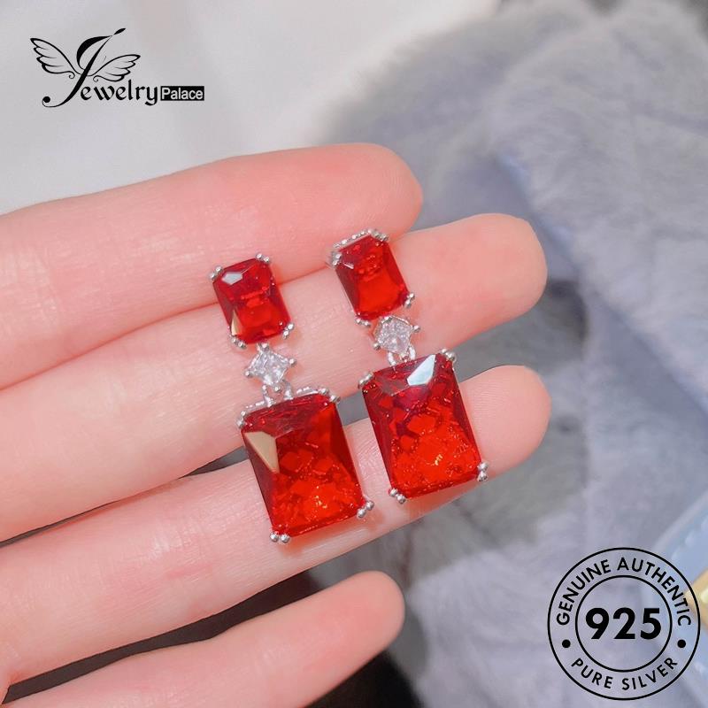 Jewelrypalace Anting Perak925 Asli Stud Emerald Wanita Kotak Kolom E1253