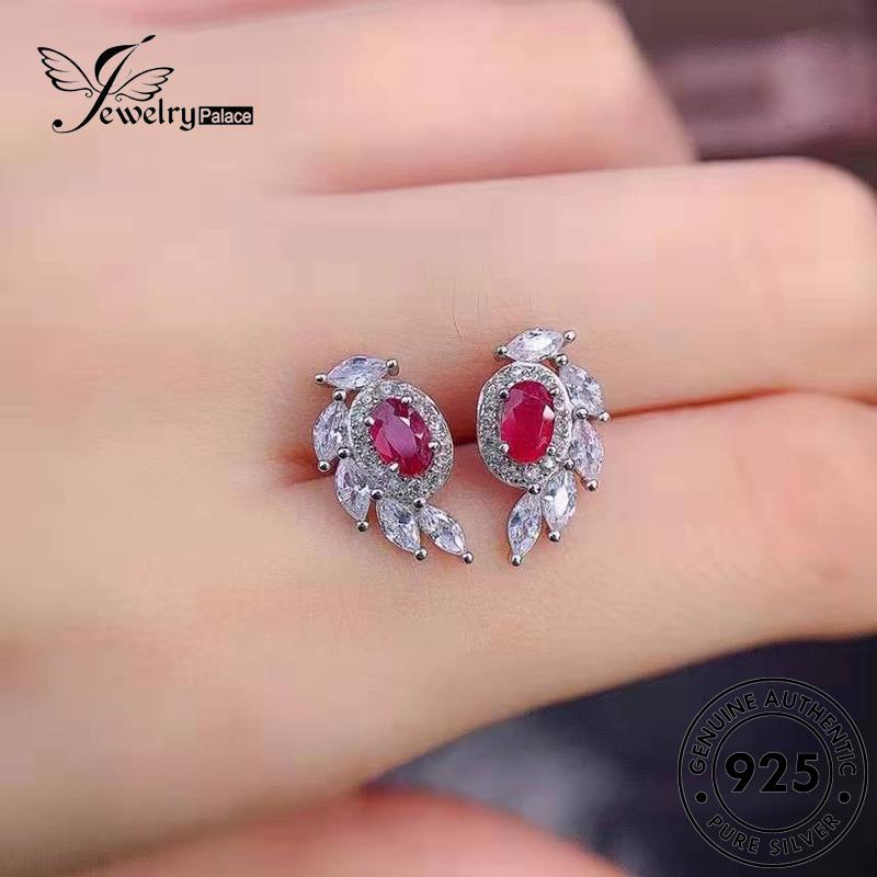 Jewelrypalace Anting Perak925 Sayap Malaikat Wanita Asli Ruby Stud E1258