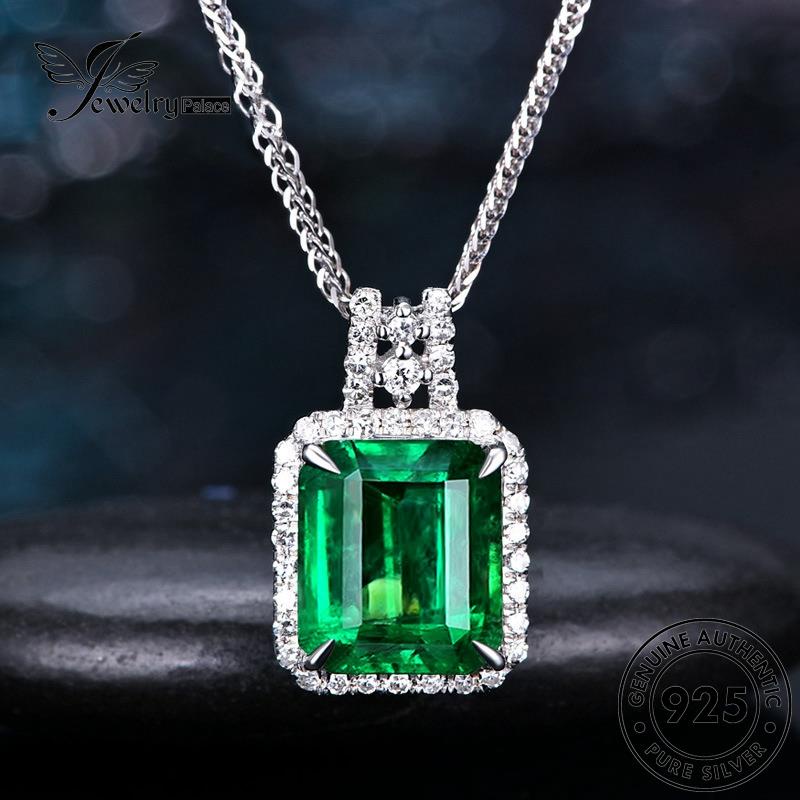 Jewelrypalace Berlian Wanita Fashion Kalung Square Emerald925 Perak Asli N92
