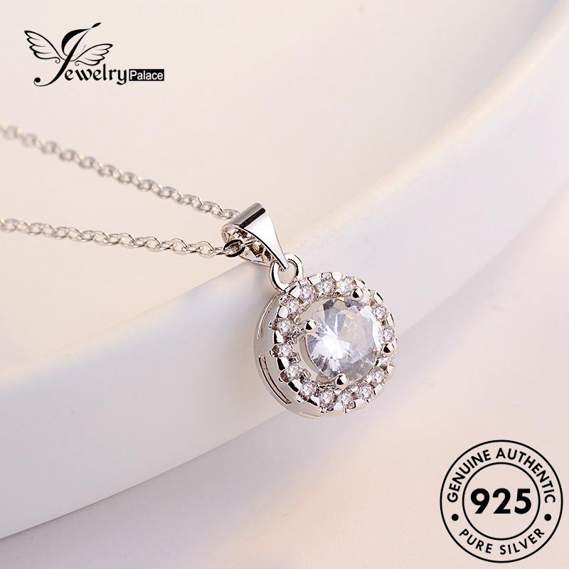 Jewelrypalace Berlian Perak925 Bulat Moissanite Fashion Asli Wanita Kalung N144