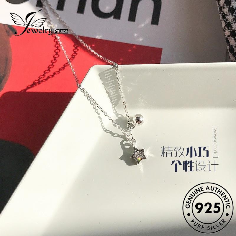 Jewelrypalace Perak Wanita Berujung Lima Fashion Bintang Asli Berlian Kalung Moissanite925 N362