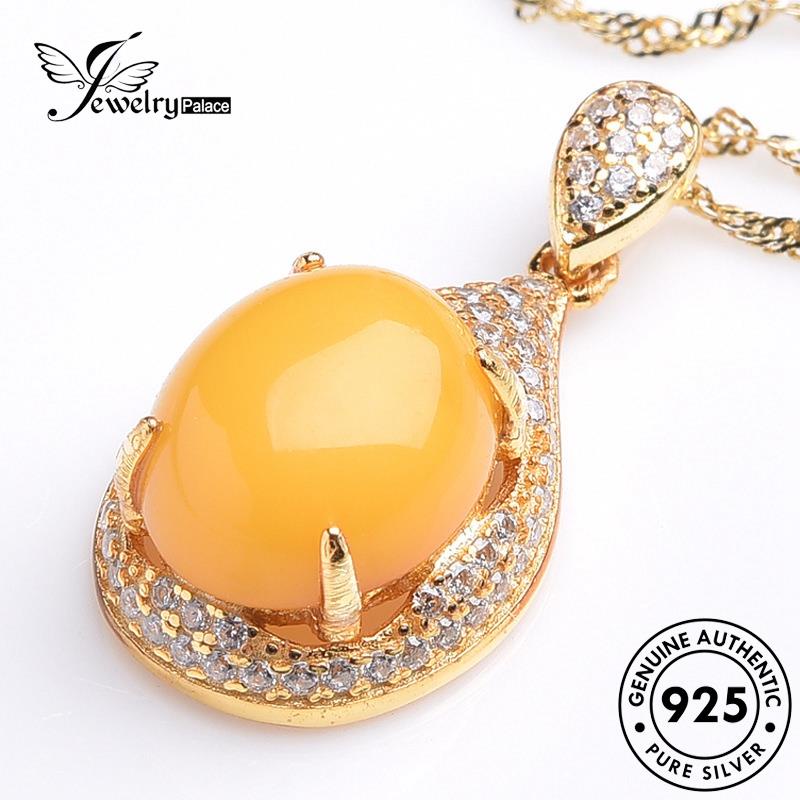 Jewelrypalace Kalung Emas Asli Perak925 Agate Wanita Fashion Bulat N366