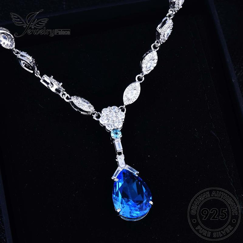 Jewelrypalace Wanita Kalung Perak925 Creative Drop Sapphire Water Asli N924