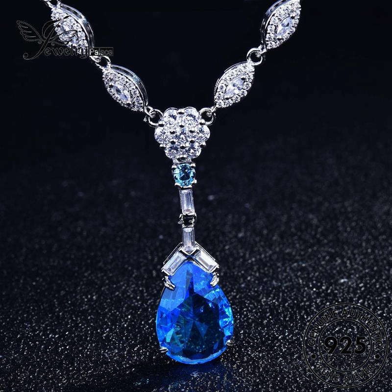 Jewelrypalace Wanita Kalung Perak925 Creative Drop Sapphire Water Asli N924