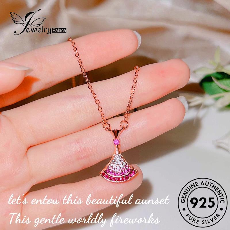 Jewelrypalace Pink Emas Perak Berlian Sektor925 Kalung Crystal Fashion Wanita Original N1152