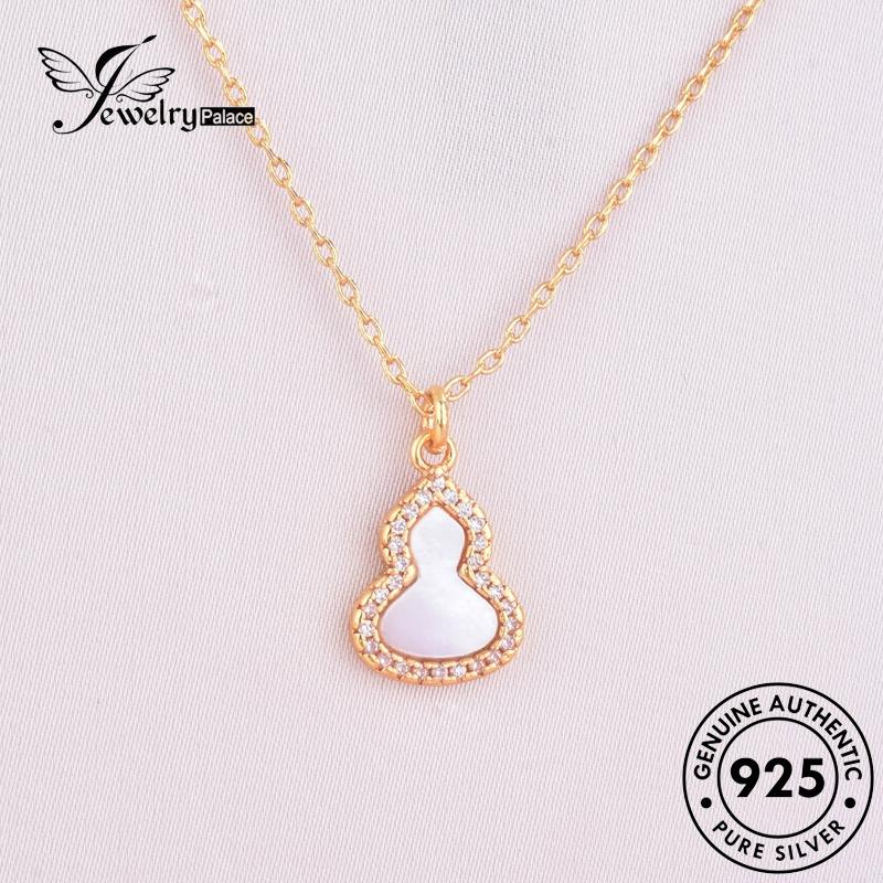 Jewelrypalace925 Kalung Wanita Fashion Giok Perak Labu Emas Asli N1175