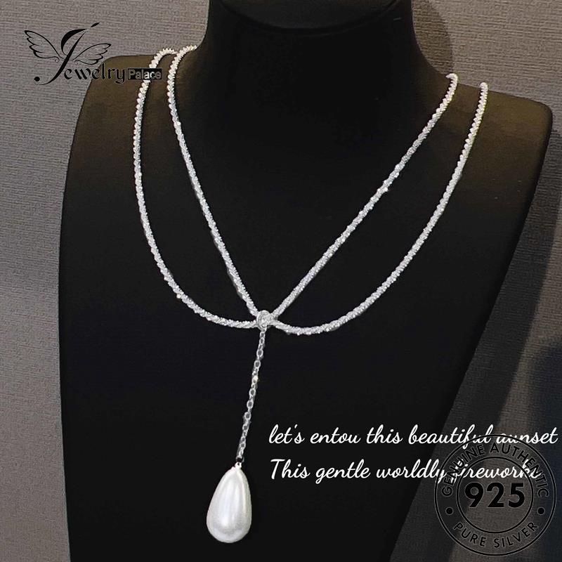 Jewelrypalace925 Wanita Perak Asli Starry Pearl Simple Necklace Sky N1149