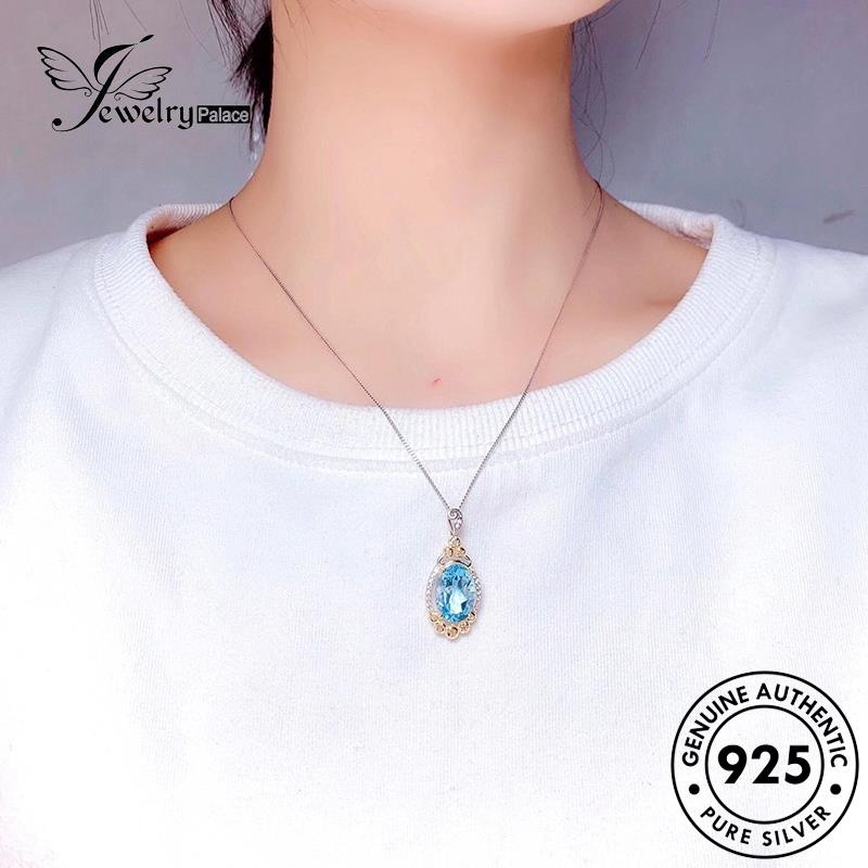 Jewelrypalace Wanita Asli Indah Kalung Oval Safir925 Perak N1282