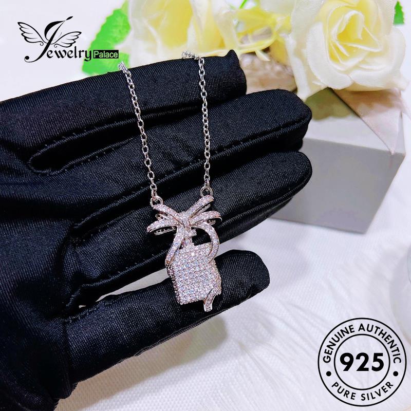 Jewelrypalace Bow Wanita Fashion Moissanite Kalung Berlian925 Perak Asli N1366