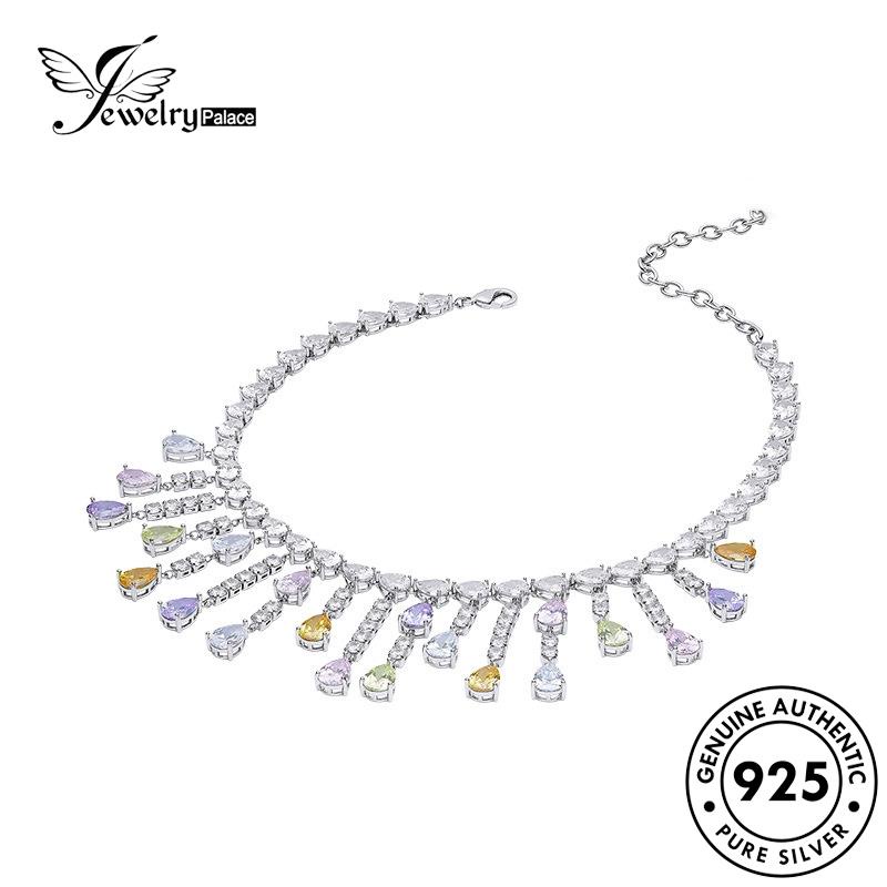 Jewelrypalace Mewah Perak Asli Kalung Berlian925 Wanita Jumbai Moissanite N1373