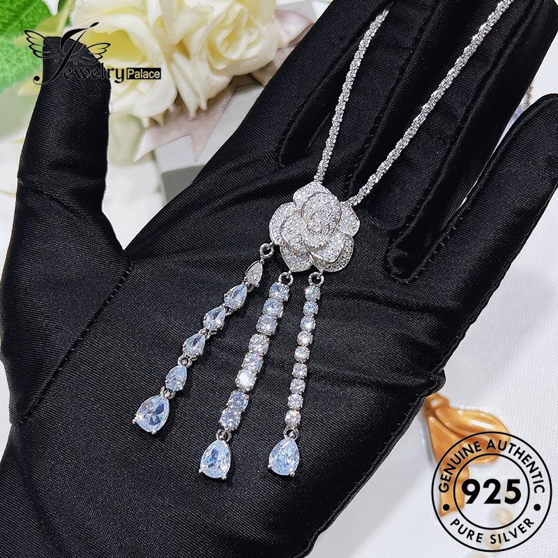 Jewelrypalace Perak Asli Moissanite Camelia Wanita Kalung Berlian925 Fashion N1337