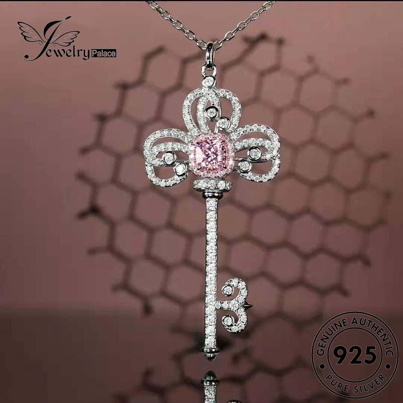 Jewelrypalace Pink Kunci Wanita Berlian925 Asli Kristal Kreatif Kalung Perak N1421