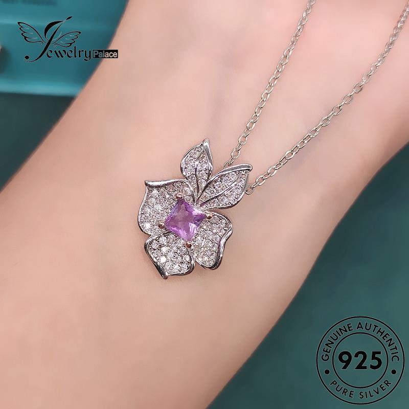 Jewelrypalace Fashion Bunga925 Perak Asli Amethyst Wanita Kalung N1442