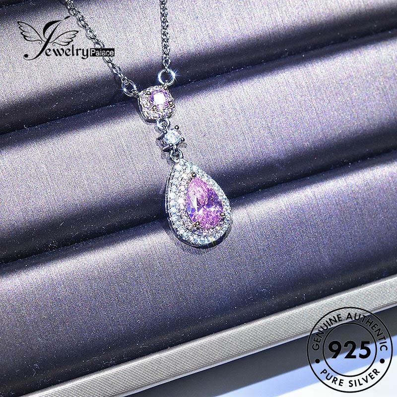 Jewelrypalace Amethyst Wanita Asli Perak Air Indah Tetes Kalung925 N1485