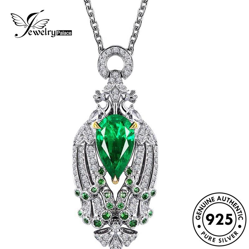 Jewelrypalace Peacock Emerald925 Perak Wanita Kalung Lucu Asli N1405