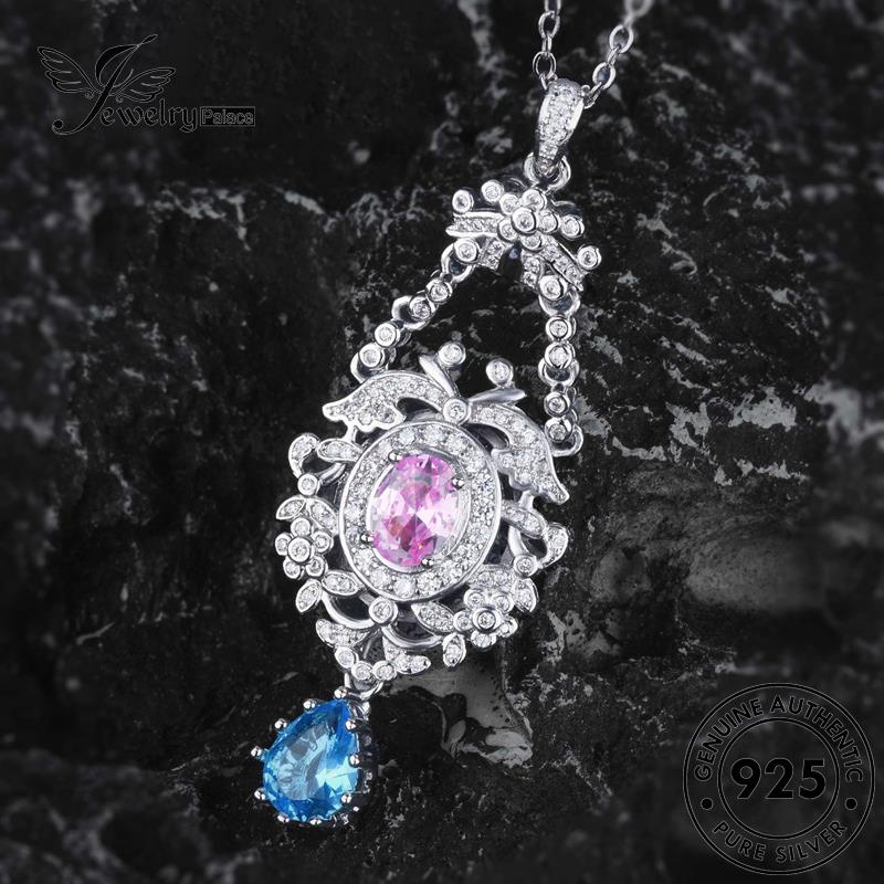 Jewelrypalace Kalung925 Pink Berongga Perak Berlian Wanita Indah Kristal Asli N1565