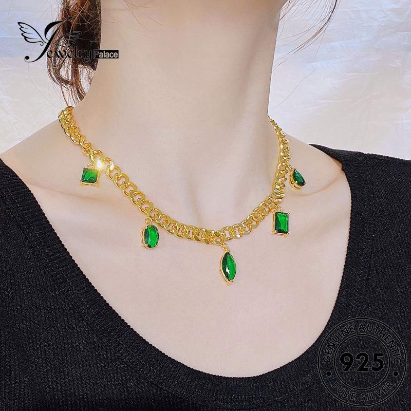 Jewelrypalace Perak925 Wanita Vintage Asli Kalung Emerald N1589