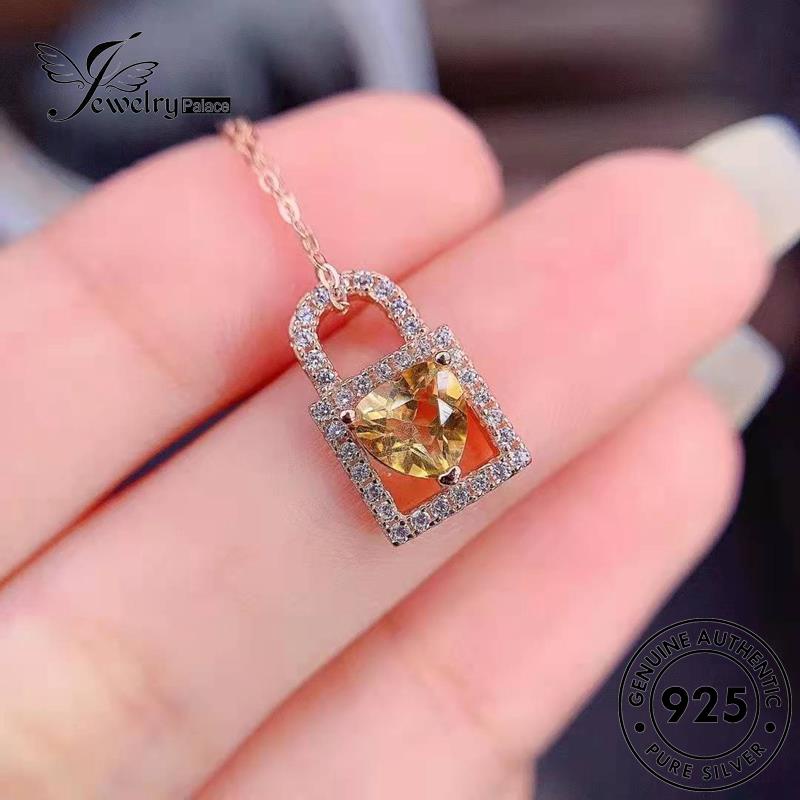 Jewelrypalace Perak925 Asli Wanita Kalung Kunci Hati Kreatif Citrine N1555