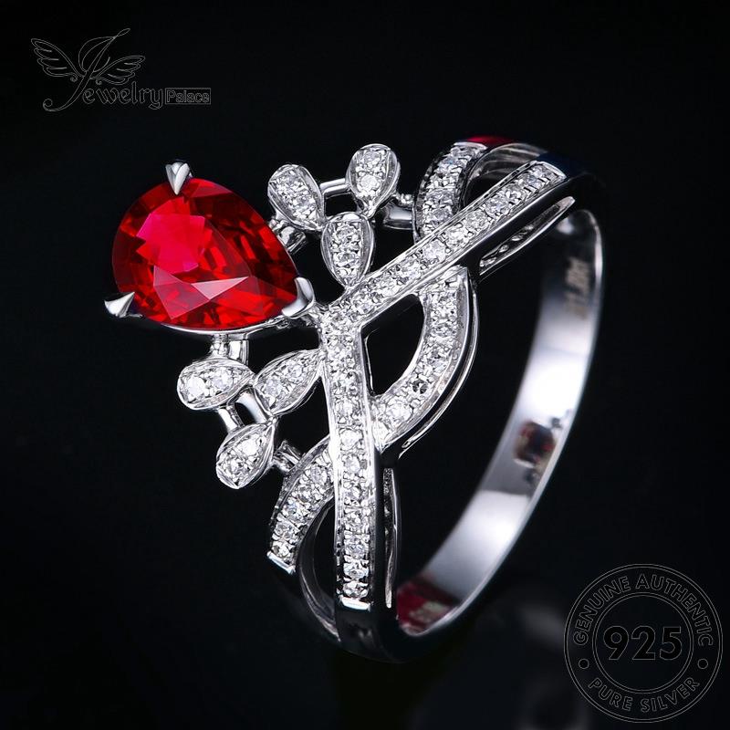 JEWELRYPALACE Silver Shape 925 Wanita Nikah Asli Pear Silver Diamond Kawin Original Perak Sterling Murni Cincin korea Fashionable Moissanite Aksesori Perhiasan R20