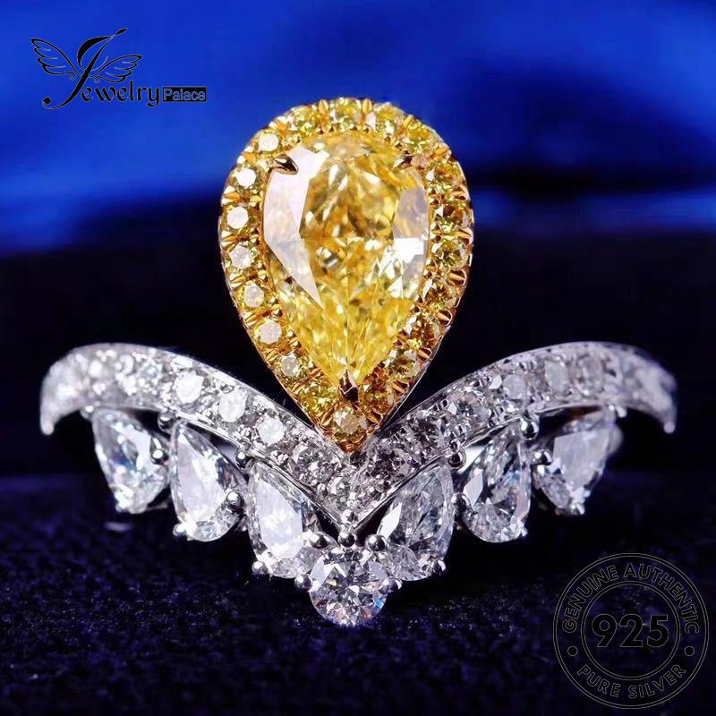 JEWELRYPALACE Sterling Kawin Perak Aksesori Silver Wanita Asli Cincin korea Shape Original 925 Perhiasan Drop Nikah Silver Citrine Murni Retro R34