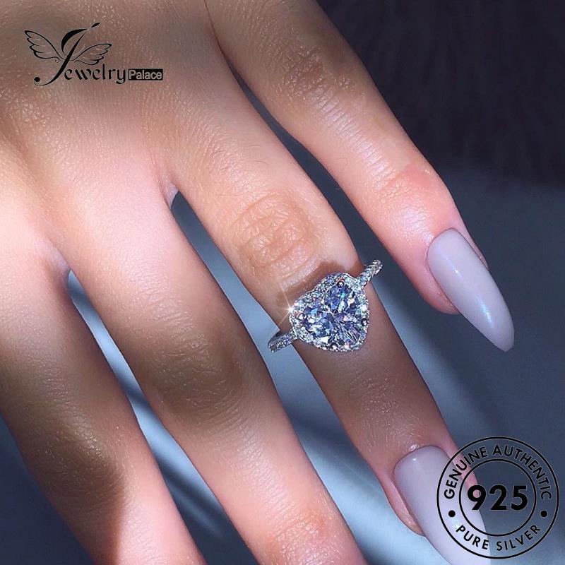 JEWELRYPALACE korea Classic Wanita Perak 925 Nikah Murni Sterling Silver Asli Aksesori Moissanite Cincin Perhiasan Original Silver Kawin Diamond R62