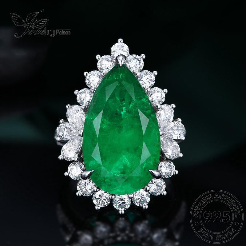 JEWELRYPALACE Nikah Asli Emerald Silver Silver Wanita 925 korea Original Cincin Sterling Shape Perhiasan Perak Murni Aksesori Drop Kawin Retro R163