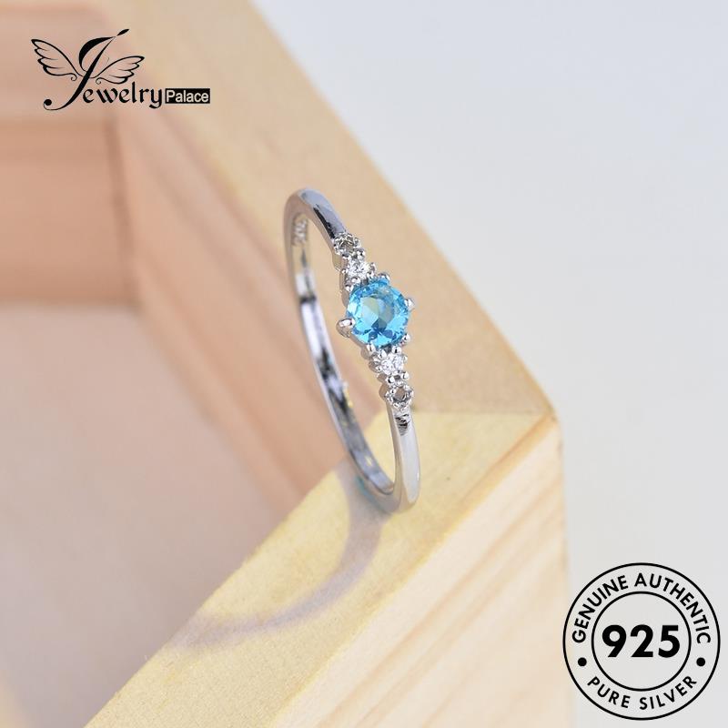 JEWELRYPALACE 925 Cincin Murni Oval Perhiasan Aquamarine Vintage Kawin Aksesori Sterling Nikah korea Gold Silver Perak Wanita Original Silver Asli R244