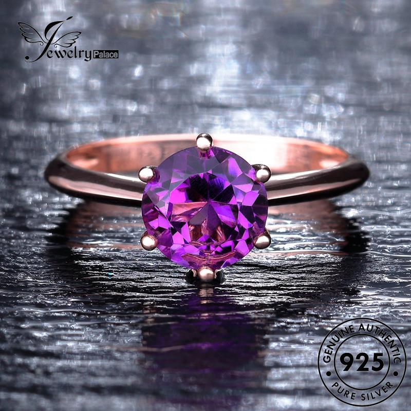 JEWELRYPALACE Round Cincin Sterling 925 korea Murni Retro Perhiasan Original Silver Silver Ruby Kawin Aksesori Perak Nikah Asli Wanita R323