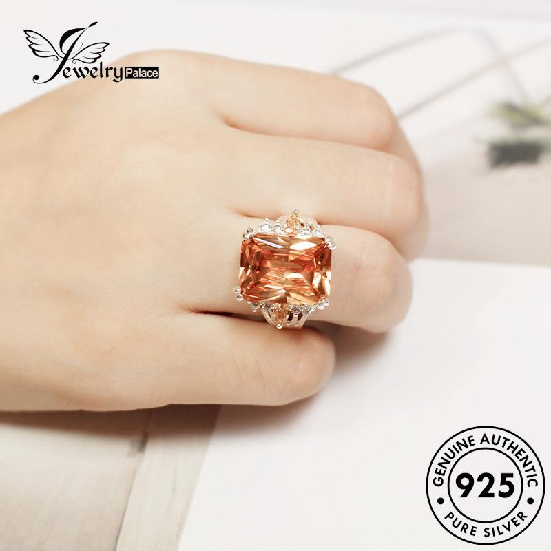 JEWELRYPALACE korea Original Personality Citrine Kawin Nikah Cincin Perak Asli 925 Perhiasan Murni Square Aksesori Silver Wanita Sterling Silver R448