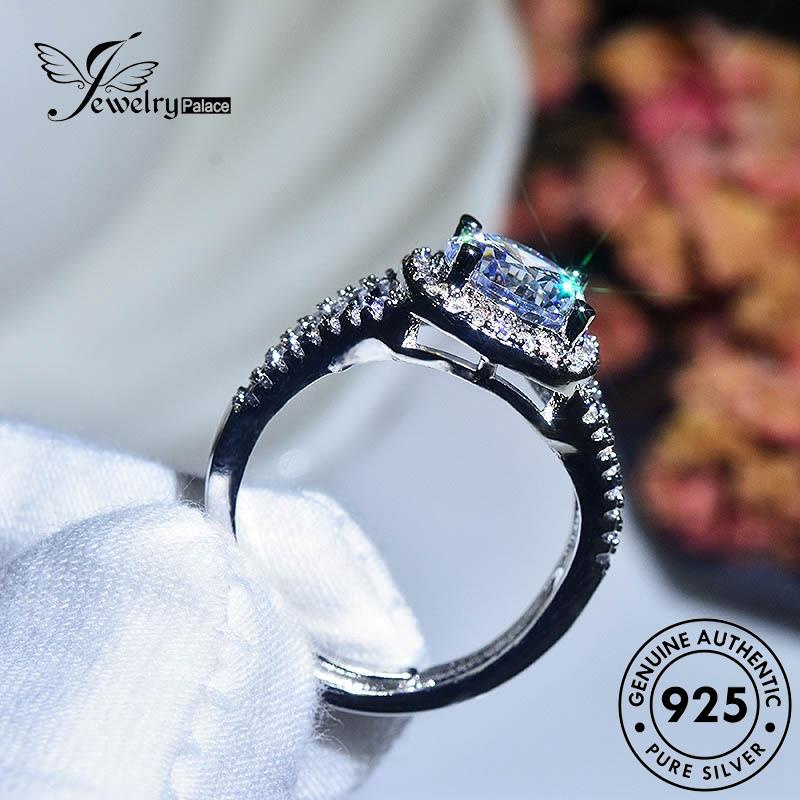 JEWELRYPALACE Fashion Moissanite Square Perak Nikah Silver Original Perhiasan Kawin Sterling korea Wanita 925 Aksesori Silver Asli Diamond Murni Cincin R784