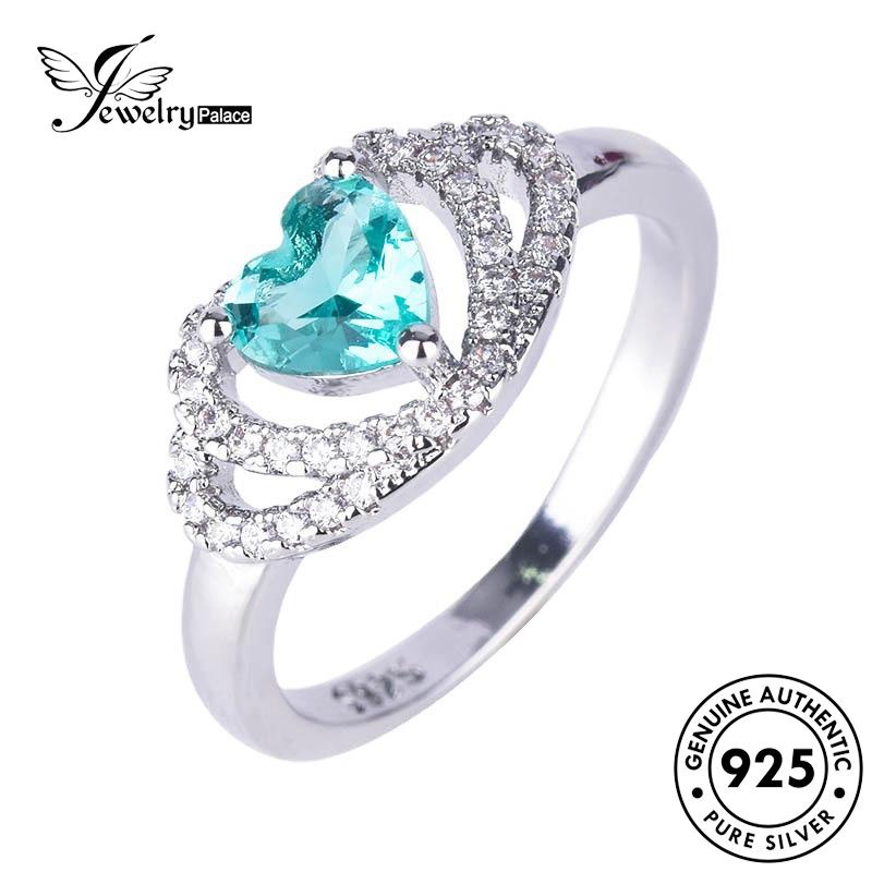 JEWELRYPALACE Wanita Silver Emerald Asli Perhiasan Cincin 925 Original Perak Love Murni Silver Kawin Aksesori Fashion korea Sterling Nikah R1007